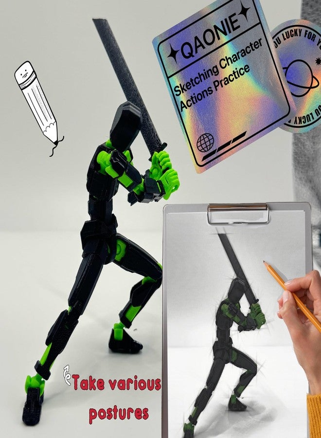 QAONIE (Assembly Completed) 3D Printed Figure 5.54-inch Dummy13 with Weapon Expansion Set, Full Body Mechanical Movable Toy, Desk Decoration. (Black) - Image 4